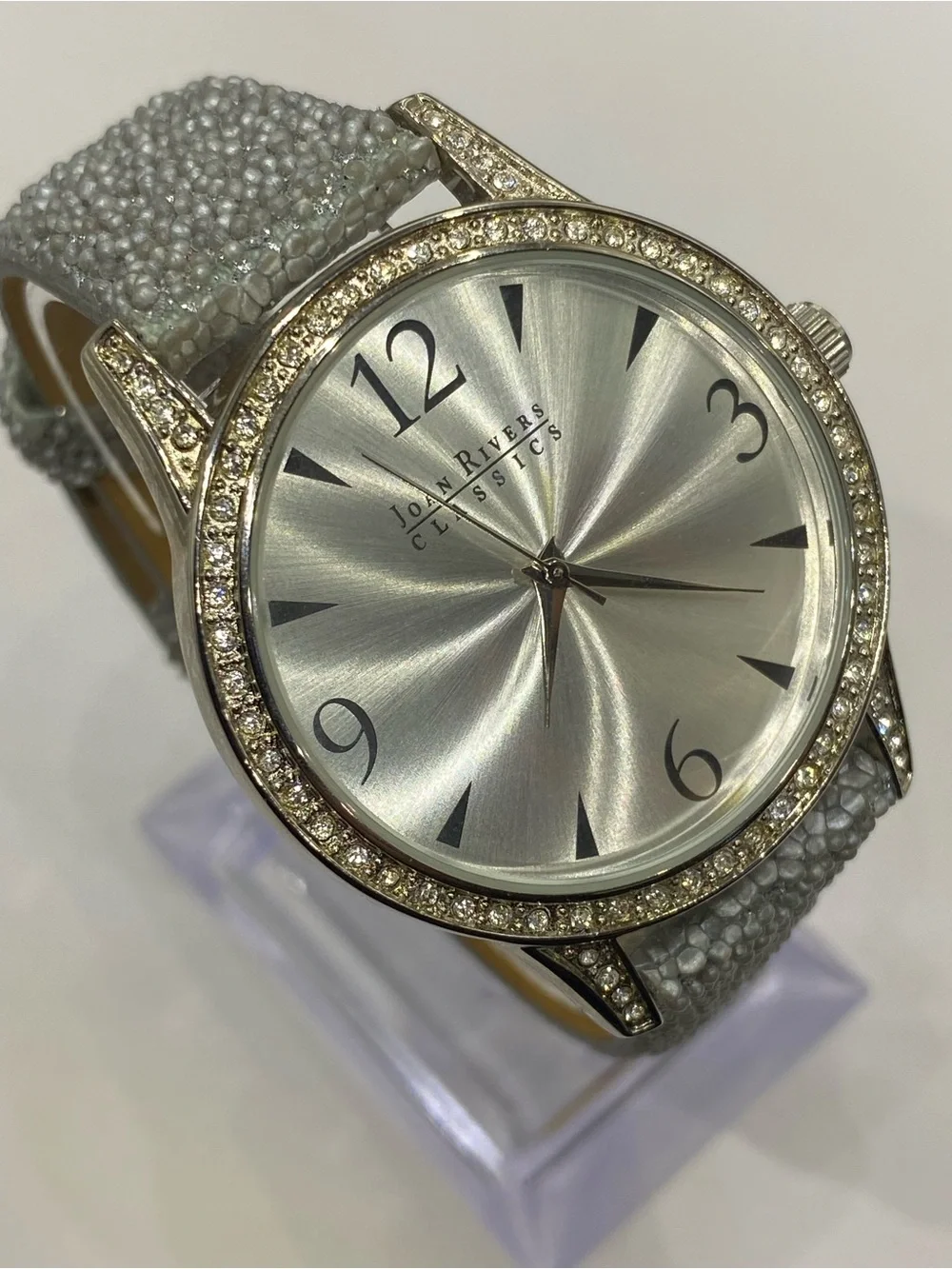 Men’s * Joan Rivers   *** Silver Tone Crystal Bezel ^^^ Iced *** Slate Grey ^^^